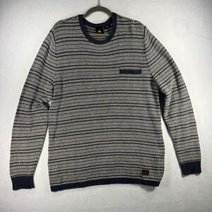 Quiksilver Men's Striped Crew Neck Pullover Sweater Size Large Y2K Surf Skate
